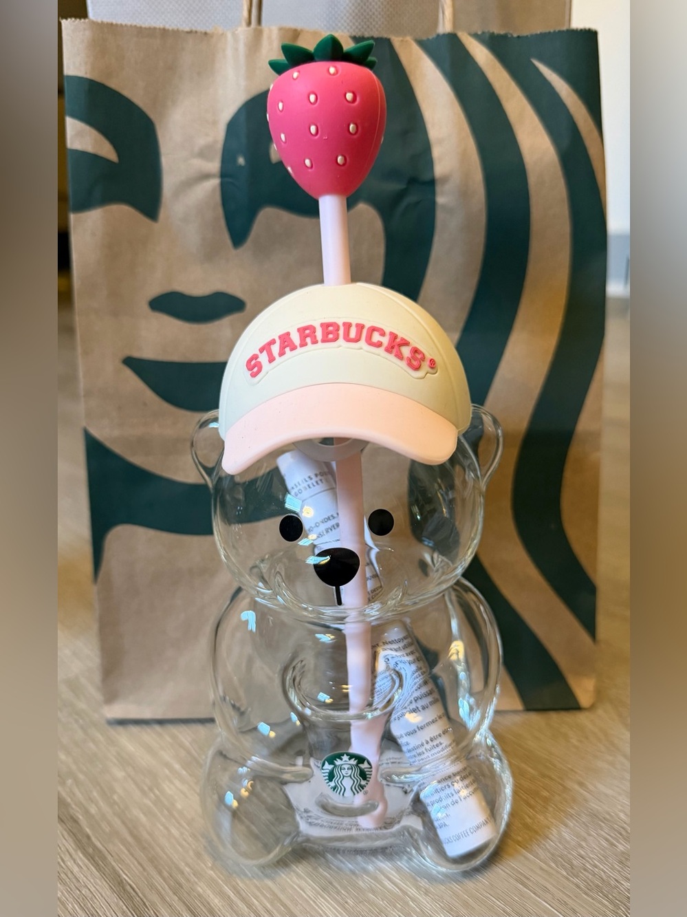 Starbucks Bearista Glass Pink Drink Cup ! Confirmed in Hand Ready to ship